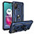 Custodia Silicone e Plastica Opaca Cover con Magnetico Anello Supporto S01 per Motorola Moto G10