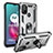 Custodia Silicone e Plastica Opaca Cover con Magnetico Anello Supporto S01 per Motorola Moto G10