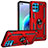Custodia Silicone e Plastica Opaca Cover con Magnetico Anello Supporto S01 per Motorola Moto G100 5G Rosso