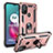 Custodia Silicone e Plastica Opaca Cover con Magnetico Anello Supporto S01 per Motorola Moto G20 Oro Rosa
