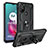 Custodia Silicone e Plastica Opaca Cover con Magnetico Anello Supporto S01 per Motorola Moto G30