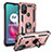 Custodia Silicone e Plastica Opaca Cover con Magnetico Anello Supporto S01 per Motorola Moto G30