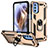 Custodia Silicone e Plastica Opaca Cover con Magnetico Anello Supporto S01 per Motorola Moto G31 Oro