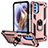 Custodia Silicone e Plastica Opaca Cover con Magnetico Anello Supporto S01 per Motorola Moto G31 Oro Rosa