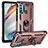 Custodia Silicone e Plastica Opaca Cover con Magnetico Anello Supporto S01 per Motorola Moto G40 Fusion Oro Rosa