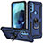 Custodia Silicone e Plastica Opaca Cover con Magnetico Anello Supporto S01 per Motorola Moto G71 5G