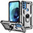 Custodia Silicone e Plastica Opaca Cover con Magnetico Anello Supporto S01 per Motorola Moto G71 5G