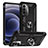 Custodia Silicone e Plastica Opaca Cover con Magnetico Anello Supporto S01 per Motorola Moto G71s 5G Nero