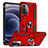 Custodia Silicone e Plastica Opaca Cover con Magnetico Anello Supporto S01 per Motorola Moto G71s 5G Rosso