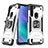 Custodia Silicone e Plastica Opaca Cover con Magnetico Anello Supporto S01 per Motorola Moto One Fusion