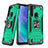 Custodia Silicone e Plastica Opaca Cover con Magnetico Anello Supporto S01 per Motorola Moto One Fusion Verde