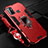 Custodia Silicone e Plastica Opaca Cover con Magnetico Anello Supporto S01 per Oppo A32 Rosso