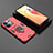 Custodia Silicone e Plastica Opaca Cover con Magnetico Anello Supporto S01 per Oppo Reno8 Pro+ Plus 5G Rosso