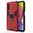 Custodia Silicone e Plastica Opaca Cover con Magnetico Anello Supporto S01 per Samsung Galaxy A13 5G Rosso