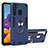 Custodia Silicone e Plastica Opaca Cover con Magnetico Anello Supporto S01 per Samsung Galaxy A21