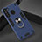Custodia Silicone e Plastica Opaca Cover con Magnetico Anello Supporto S01 per Samsung Galaxy A21 Blu Notte