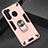Custodia Silicone e Plastica Opaca Cover con Magnetico Anello Supporto S01 per Samsung Galaxy A21 Oro Rosa