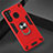 Custodia Silicone e Plastica Opaca Cover con Magnetico Anello Supporto S01 per Samsung Galaxy A21 Rosso