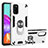 Custodia Silicone e Plastica Opaca Cover con Magnetico Anello Supporto S01 per Samsung Galaxy A41 Bianco