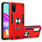 Custodia Silicone e Plastica Opaca Cover con Magnetico Anello Supporto S01 per Samsung Galaxy A41 Rosso