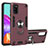 Custodia Silicone e Plastica Opaca Cover con Magnetico Anello Supporto S01 per Samsung Galaxy A41 Rosso Rosa