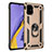 Custodia Silicone e Plastica Opaca Cover con Magnetico Anello Supporto S01 per Samsung Galaxy A51 5G Oro