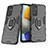 Custodia Silicone e Plastica Opaca Cover con Magnetico Anello Supporto S01 per Samsung Galaxy F23 5G