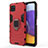 Custodia Silicone e Plastica Opaca Cover con Magnetico Anello Supporto S01 per Samsung Galaxy F42 5G Rosso