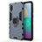 Custodia Silicone e Plastica Opaca Cover con Magnetico Anello Supporto S01 per Samsung Galaxy M02