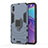 Custodia Silicone e Plastica Opaca Cover con Magnetico Anello Supporto S01 per Samsung Galaxy M10