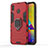 Custodia Silicone e Plastica Opaca Cover con Magnetico Anello Supporto S01 per Samsung Galaxy M20 Rosso