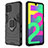 Custodia Silicone e Plastica Opaca Cover con Magnetico Anello Supporto S01 per Samsung Galaxy M22 4G