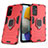 Custodia Silicone e Plastica Opaca Cover con Magnetico Anello Supporto S01 per Samsung Galaxy M23 5G Rosso