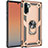Custodia Silicone e Plastica Opaca Cover con Magnetico Anello Supporto S01 per Samsung Galaxy Note 10 5G Oro