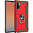 Custodia Silicone e Plastica Opaca Cover con Magnetico Anello Supporto S01 per Samsung Galaxy Note 10 5G Rosso