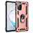 Custodia Silicone e Plastica Opaca Cover con Magnetico Anello Supporto S01 per Samsung Galaxy Note 20 5G Oro Rosa