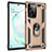 Custodia Silicone e Plastica Opaca Cover con Magnetico Anello Supporto S01 per Samsung Galaxy Note 20 Ultra 5G Oro