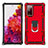 Custodia Silicone e Plastica Opaca Cover con Magnetico Anello Supporto S01 per Samsung Galaxy S20 Lite 5G Rosso