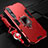 Custodia Silicone e Plastica Opaca Cover con Magnetico Anello Supporto S01 per Xiaomi Mi 10 Pro Rosso