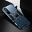 Custodia Silicone e Plastica Opaca Cover con Magnetico Anello Supporto S01 per Xiaomi Mi 10 Ultra Blu