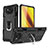 Custodia Silicone e Plastica Opaca Cover con Magnetico Anello Supporto S01 per Xiaomi Poco X3 NFC Nero