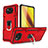Custodia Silicone e Plastica Opaca Cover con Magnetico Anello Supporto S01 per Xiaomi Poco X3 NFC Rosso