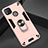Custodia Silicone e Plastica Opaca Cover con Magnetico Anello Supporto S01 per Xiaomi Redmi 9C NFC Oro Rosa