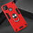 Custodia Silicone e Plastica Opaca Cover con Magnetico Anello Supporto S01 per Xiaomi Redmi 9C NFC Rosso