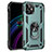 Custodia Silicone e Plastica Opaca Cover con Magnetico Anello Supporto S02 per Apple iPhone 12 Mini