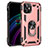 Custodia Silicone e Plastica Opaca Cover con Magnetico Anello Supporto S02 per Apple iPhone 12 Mini Oro Rosa