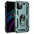 Custodia Silicone e Plastica Opaca Cover con Magnetico Anello Supporto S02 per Apple iPhone 12 Pro Max