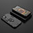 Custodia Silicone e Plastica Opaca Cover con Magnetico Anello Supporto S02 per Apple iPhone 13 Mini Nero