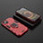 Custodia Silicone e Plastica Opaca Cover con Magnetico Anello Supporto S02 per Apple iPhone 13 Mini Rosso