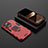 Custodia Silicone e Plastica Opaca Cover con Magnetico Anello Supporto S02 per Apple iPhone 14 Pro Rosso